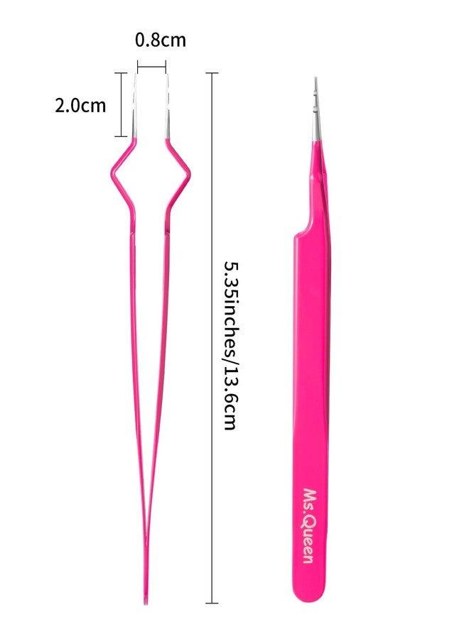 Ms.Queen Isolation Tweezers for Eyelash Extensions,V-Groove Design Precision Tip Isolation Eye Lash Tweezers,Convenient False Lash Application Tools for Lash Artist,Pink - Image 3